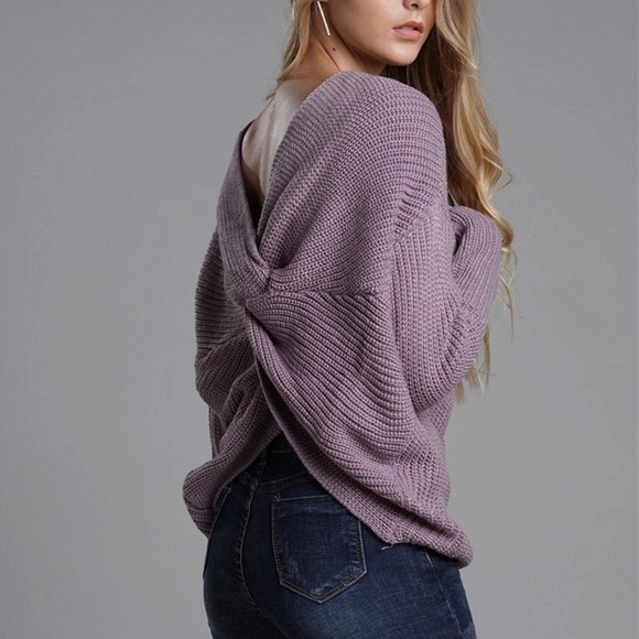 Purple Twisted Knit Sweater - Picture 5 of 6